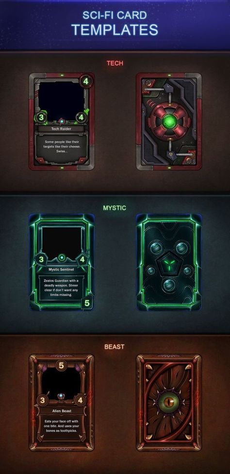 Trading Card Game Template - FREE DOWNLOAD Sci Fi Card Design, Card Game Design Ideas, Tcg Card Design, Trading Card Design, Card Game Design, Pokemon Card Template, Baseball Card Template, Trading Card Template, Game Card Design