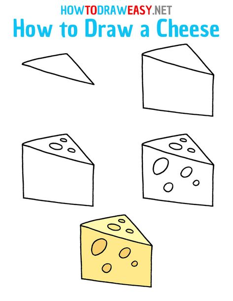 How to Draw a Cheese Step by Step #Cheese #CheeseSketch #EasyCheeseDrawing #EasyDrawingCheese #CheeseStepbyStepDrawing #StepbyStepDrawing #ArtWork #EasyDrawings Step My Step Drawings, Cheese Doodle Drawing, How To Draw Cheese, Cheese Drawing Easy, How To Draw Step By Step Easy, Drawing For Beginners Kids, How To Draw Step By Step, Cheese Doodle, Cheese Drawing