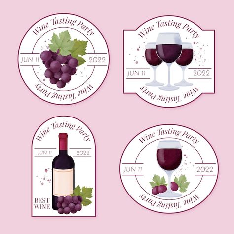 Watercolor wine party labels template | Free Vector #Freepik #freevector #wine-party #drink-wine #wine-watercolor #wine Free Wine Label Template, Wine Bottle Label Template, Wine Label Template, Italian Dinner Party, Wine Party, Wine Tasting Party, Party Labels, Italian Dinner, Wine Bottle Labels