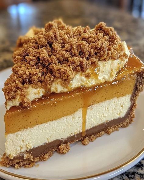 Fall Cheesecake, Pumpkin Pecan Cheesecake, Creme Brulee Cheesecake, Cake Receipe, Pumpkin Pecan Pie, Pumpkin Coffee Cakes, Caramel Drizzle, Caramel Cheesecake, Pumpkin Caramel