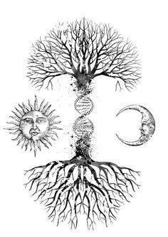 Yggdrasil Tattoo, Tree Digital Art, Dna Tree, Dna Art, Dna Tattoo, Tree Tattoo Designs, Inspiration Tattoos, Tree Of Life Tattoo, Gothic Tattoo