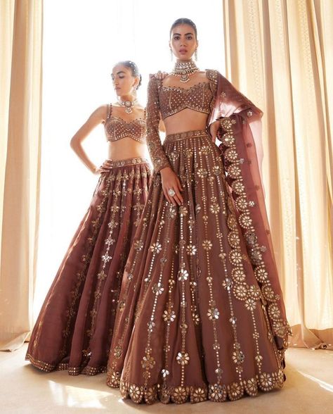 Mirror detailing and fresh hues make this stunning new collection by #vvanibyvanivats a bridal must-have ✨ Shop online at Azafashions.com… | Instagram Vani Vats, Navratri Dress, Trendy Outfits Indian, Indian Outfits Lehenga, Desi Aesthetic, Boutique Dress Designs, Indian Wedding Outfits, Lehenga Designs, Suit Designs