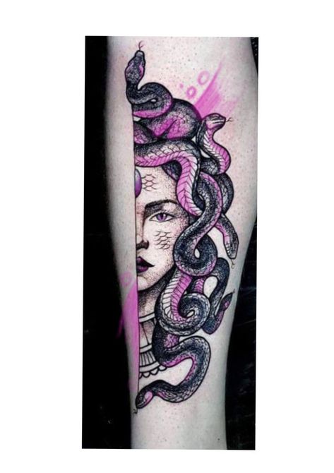 Lilith Tattoo Goddesses, Shin Tattoo, Medusa Tattoo Design, Medusa Art, Rainbow Tattoos, Black Cat Tattoos, Rabbit Tattoos, Medusa Tattoo, Detailed Tattoo