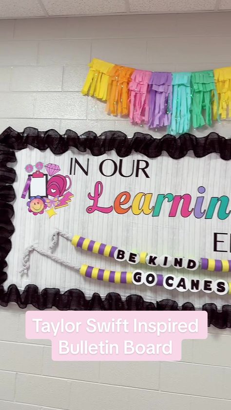 Friendship Bracelet Party Decor, Friendship Bracelet Bulletin Board Ideas, Friendship Bracelet Decor, Friendship Bracelet Banner, Taylor Swift Teacher Appreciation, Friendship Bracelet Bulletin Board, Swiftie Classroom, Friendship Bulletin Board, Taylor Swift Bulletin Board