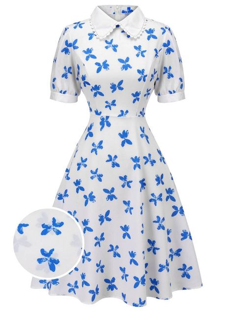 How to Doll Dress to Impress: Stylish Outfits for Every Occasion Retro Stage, Short Dress Styles, Dress Retro, 1960's Dress, 1940s Dresses, Patchwork Dress, Chic Vintage, Dresses For Teens, Blue Butterfly