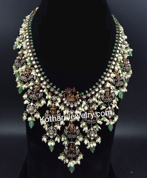 Victorian Guttapusalu, Dasavatharam Jewellery, Uncut Diamond Necklace, Diamond Necklace Indian, Indian Diamond Jewellery, Gold Bangles Indian, Diamond Tops, Gold Pendent, Bridal Diamond Necklace