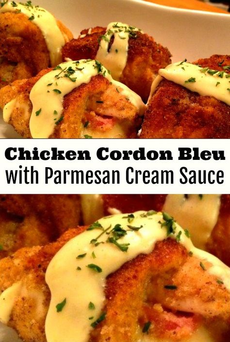 Best Ever Chicken, Cordon Bleu Recipe, Meals Chicken, Chicken Cordon Bleu Recipe, Cordon Blue, Parmesan Cream Sauce, Chicken Cordon, Chicken Cordon Bleu, Sauce For Chicken