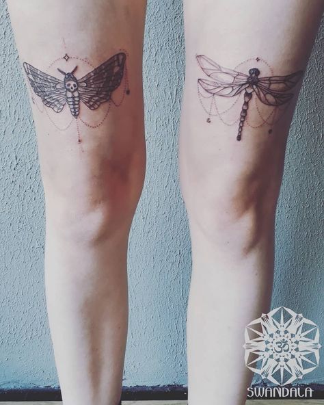 Moth and dragonfly for Dana, thank you so much for your trust! . Reworked her own designs a bit, so credit goes out to herself as well. . .… Moth And Dragonfly Tattoo, Cute Dragonfly Tattoo, Cute Dragonfly, Moth Tattoo, Tattoo Bracelet, Dragonfly Tattoo, Body Tattoos, Cute Tattoos, Thank You So Much