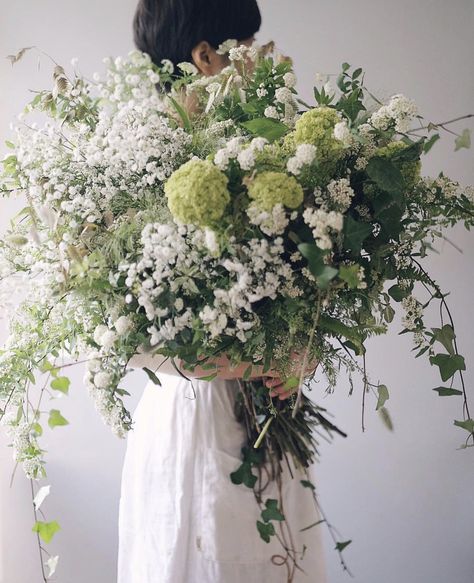 White And Green Flowers, Lace Bouquet, Bouquet Champetre, White Flower Bouquet, La Prairie, Flower Studio, Queen Annes Lace, Wedding Flower Arrangements, Bouquet Of Flowers