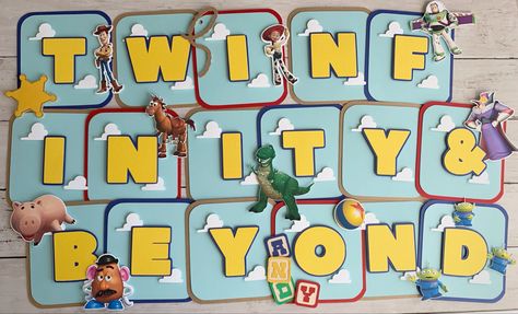 Toy Story Photobooth, Custom Birthday Decorations, Peanut Baby Shower, Custom Birthday Banners, Boys 1st Birthday Party Ideas, Toy Story Birthday Party, First Birthday Themes, Birthday Toys, Twin Birthday