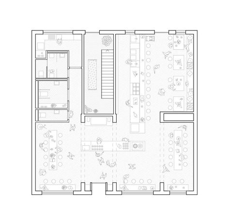 Kitchen Floor Plan, Communal Kitchen, Kitchen Plan, Architecture Concept Drawings, Interior Design Concepts, Graduation Project, Kitchen Plans, Concept Architecture, Architecture Design