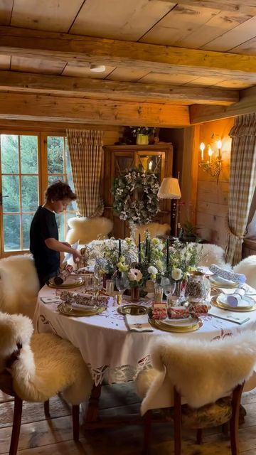 Serena Crawford on Instagram: "My dream idea of a Christmas winter table and setting. Chalet style . Dior and IKEA . @cordeliadecastellane ."