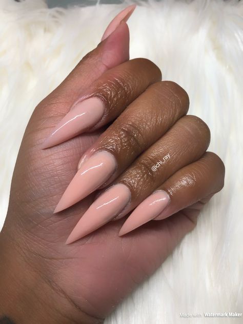 Nude Stiletto Nails Colored Acrylic No Polish Glam Long Nails #paintobsessed Nude Stilletos Nails, Nude Pointy Nails, Nude Stiletto Nail Designs, Neutral Stiletto Nails, Sharp Stiletto Nails, Fall Stiletto Nails, Medium Stiletto Nails, Nails Nude Color, Almond Stiletto Nails