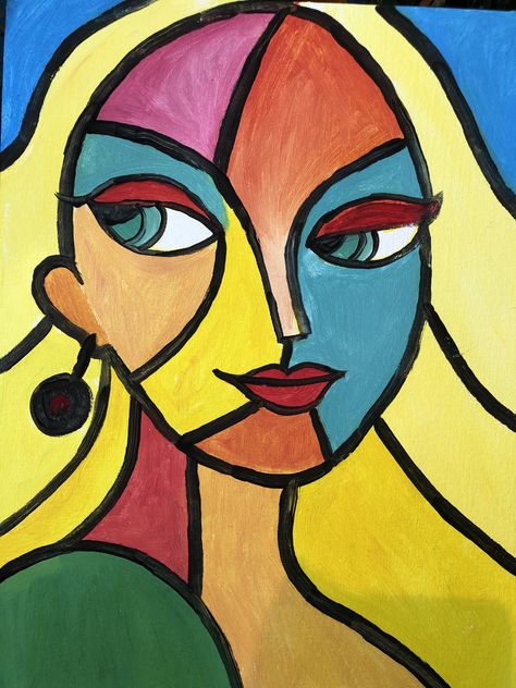 Cubism Face Art, Cubism Art Easy, Picasso Face Drawing, Cubism Art Ideas Easy, Bubbles Paint, Art Bubbles, Team Building Activity, Nostalgia Art, Cubist Art