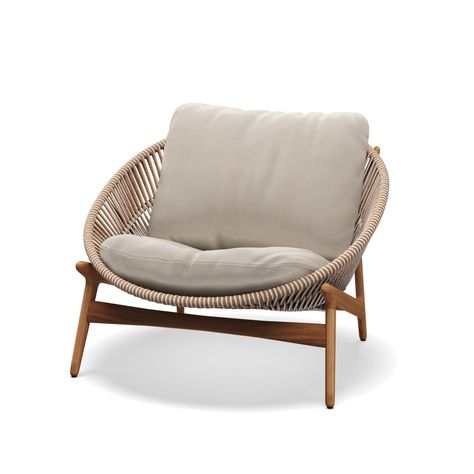 Bora Lounge Chair | Gloster Wicker Lounge Chair, Outdoor Lounge Chair Cushions, Lounge Armchair, Single Chair, Teak Frame, Chair Dimensions, Deck Furniture, Balcony Decor, Sofas And Chairs