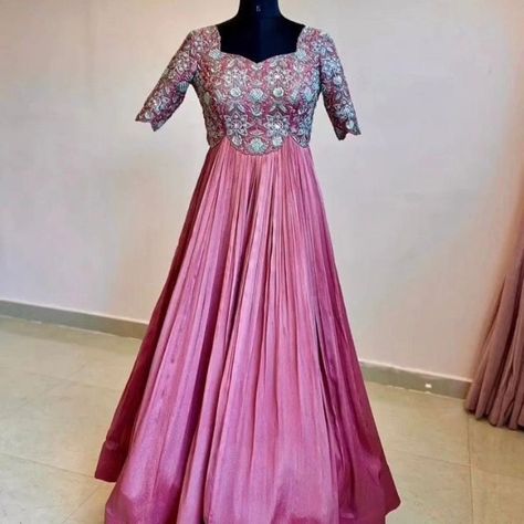 Designer Long Frocks Indian, Space Silk Long Frock, Frock Fashion Dresses, Georgette Long Frocks, Work Long Frocks, Long Frock Designs For Women, Georgette Frocks, Latest Long Frock Designs, Long Frocks Indian Designer Dresses