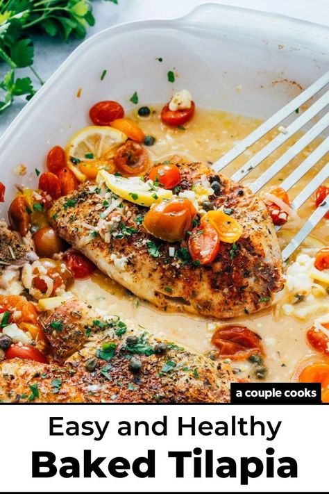 Dinner Recipes Tilapia, Dinner Easy Healthy, Tilapia Dinner, Baked Tilapia Recipes, Tilapia Fish Recipes, Tilapia Recipe, Recipes Fish, Baked Tilapia, Fish Dinner Recipes