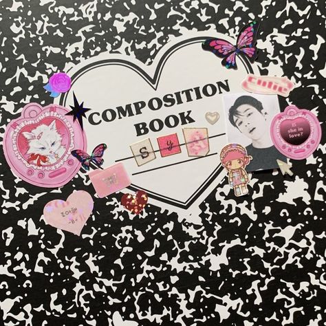 Composition Binder, Composition Book Aesthetic, Pc Binder, Gadget Design, Binder Decoration, Kpop Binder, 2023 Board, Sticker Deco, Binder Ideas