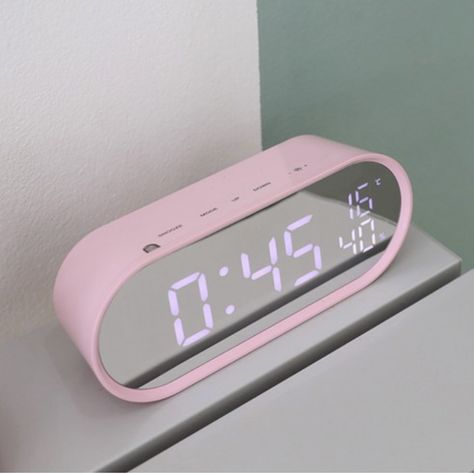 Desk Pink, Pink Clock, Hadiah Diy, Room Wishlist, Clear Mirror, Pink Room Decor, Pink Amazon, Mirror Led, Clock For Kids