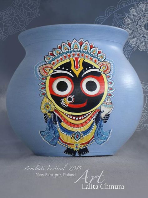 Panihati Pots 2015 Jai Jagannath, Divine Art, Ganesha Drawing, Janmashtami Decoration, Lord Jagannath, Pot Art, Pot Painting, Minnetonka Moccasins, Diwali Diy