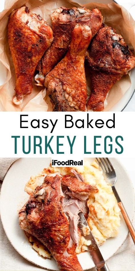 Easy baked turkey legs. Smothered Turkey Legs In Oven, Disneyland Turkey Leg Recipe, Drumstick Recipes Baked, Easy Baked Turkey, Turkey Drumstick Recipe, Baked Turkey Legs, Drumstick Recipes Oven, Turkey Legs Recipe, Toasted Turkey