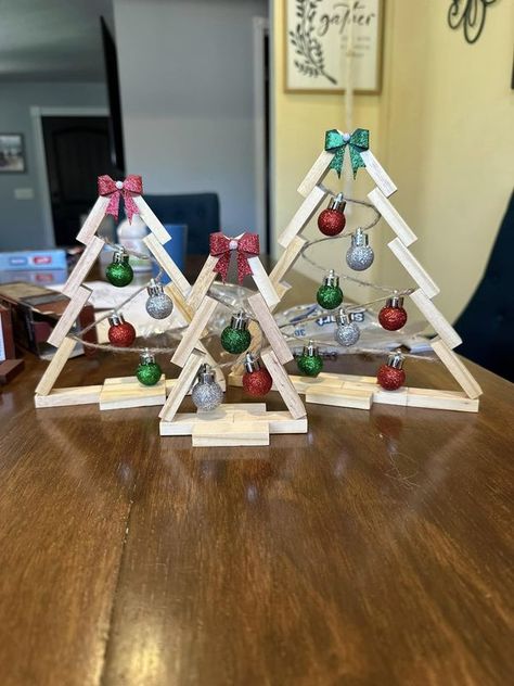 💲Dollar Tree Fanatics Crafts & Decor💲 | Tried to make some Christmas trees with the Dollar Tree tumbling tower blocks | Facebook Tumbling Tower Christmas Tree, Tumbling Tower Block Christmas Tree, Dollar Tree Tumbling Blocks Crafts, Dollar Tree Tumbling Tower Blocks Diy, Tumbling Tower Block Crafts Diy, Blocked On Facebook, Tree Projects, Tumbling Blocks, Tower Block