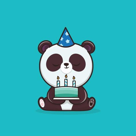 Panda Notebook, Drawing Panda, Panda Emoji, Panda Icon, Mascot Illustration, Cake Icon, Panda Drawing, Birthday Icon, Panda Birthday