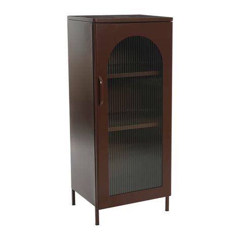 Latitude Run® Yessy Accent Cabinet & Reviews | Wayfair Fluted Glass Door, Glass Panel Door, Fluted Glass, Contemporary Cabinets, Unique Interior Design, Mounted Shelves, Metal Cabinet, Accent Doors, Flute Glass