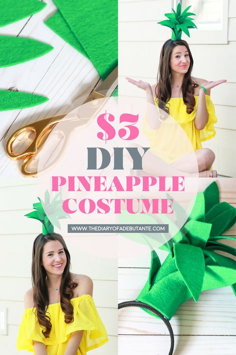 Pineapple Costume Womens, Diy Pineapple Headband, Pineapple Halloween Costume, Pineapple Diy Costume, Pineapple Halloween Costume Diy, Pineapple Hat Diy, Pineapple Headband, Diy Fruit Costume Women, Yellow Dress Halloween Costume