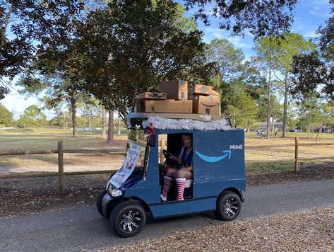 Usa Golf Cart Parade, Golf Cart Halloween Costume, Trunk Or Treat For Golf Carts, Golf Cart Decorations Ideas, Trunk Or Treat Golf Cart, Trunk Or Treat Ideas For Golf Cart, Decorated Golf Cart Ideas Halloween, Halloween Decorated Golf Carts, Decorated Golf Cart Ideas