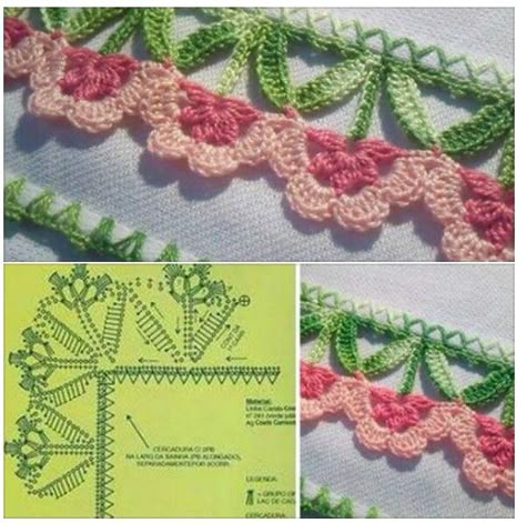 61+ Ideas Crochet Lace Pattern Edging Granny Squares For 2019 #crochet 5DE Háčkované Lemy, Beau Crochet, Confection Au Crochet, Crochet Edging Patterns, Crocheted Flowers, Crochet Lace Edging, Crochet Lace Pattern, Crochet Simple, Crocheted Lace