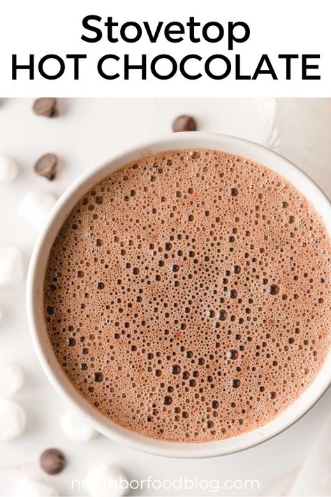 Old Fashioned Hot Chocolate Recipe, Stovetop Hot Chocolate, Stovetop Hot Chocolate Recipe, Classic Hot Chocolate, Hot Chocolate Milk, Homemade Hot Cocoa, Hot Cocoa Recipe, Healthy Food Menu, Peppermint Hot Chocolate