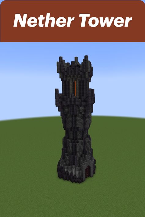 Blackstone Tower Minecraft, Dark Tower Minecraft, Minecraft Evil Tower, Minecraft Dark Castle, Minecraft Castle Tower, Goth Minecraft Builds, Minecraft Ruins, Mc Castle, Evil Castle