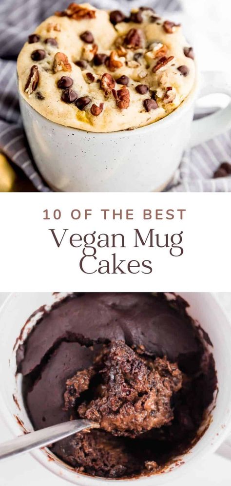 10 Best Vegan Mug Cakes to try when the need for a sweet treat hits! These microwave cake recipes are all vegan, super easy to make, and super delicious. Microwave Cake Recipes, Microwave Cake Recipe, Vegan Mug Cakes, Microwave Dessert, Mug Cake Healthy, Microwave Cake, Mug Cake Microwave, Mug Cakes, Healthy Cake Recipes