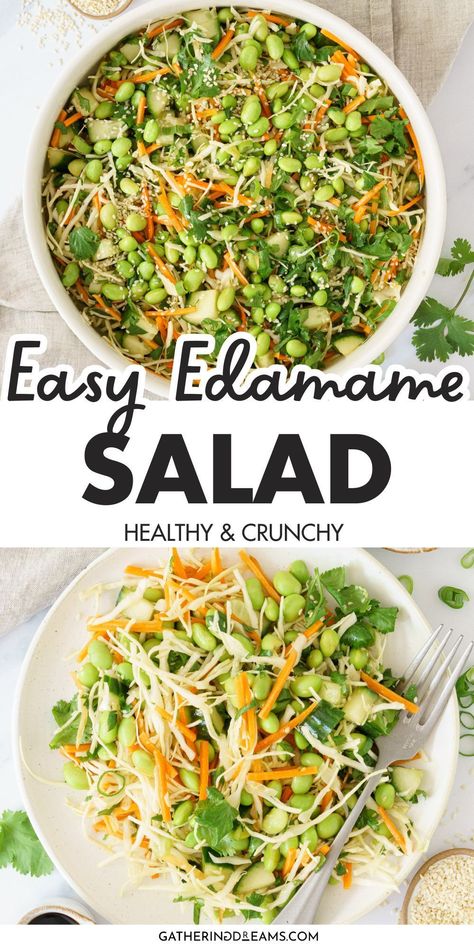 Crunchy Edamame Salad, Healthy Salad With Protein, Edamame And Chickpea Salad, Fiber Filled Foods, Chickpea Edamame Salad, Edemame Recipes Salad, Filling Salads Lunch Ideas, Healthy Protein Filled Meals, Light High Protein Meals