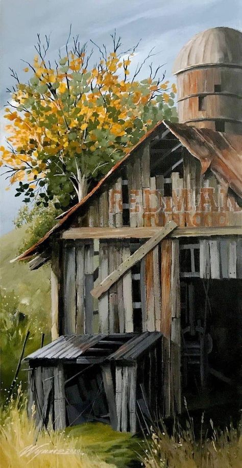 Farm Scene Painting, Barn Drawing, Idea Paint, Barn Photography, Farmhouse Paintings, Painted Driftwood, Barn Pictures, Farm Paintings, Art Realism