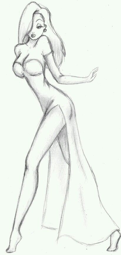 Jessica rabbit Drawing Hair, Charcoal Drawings, Disney Sketches, Jessica Rabbit, Easy Drawings Sketches, Body Drawing, Drawing Tutorials, Book Art Drawings, Art Drawings Sketches Simple