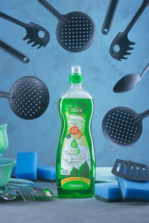 Diswashing Liquid Soap With Kitchen Utensils Dish Soap Photography, Detergent Product Photography, Liquid Soap Product Photography, Liquid Soap Photography, Dishwashing Liquid Background, Cleaning Ads, Cleaning Products Design, Clean Photography, Soap Photography