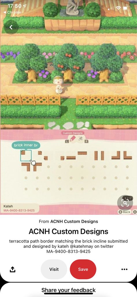 Acnh Red Brick Path Design Code, Brick Road Animal Crossing, Acnh Terracotta Path, Custom Brick Path Animal Crossing, Acnh Red Brick Path, Terracotta Path Animal Crossing, Path Design, Terracotta Tiles, Red Bricks