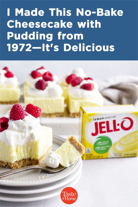 Jello Brand No Bake Cheesecake, No Bake Pudding Cheesecake Taste Of Home, Jello Pudding Cheesecake Recipes Cream Cheeses, Cream Cheese And Vanilla Pudding Dessert, Easy Dessert No Bake Recipes, Pudding Mix Cheesecake, Cream Cheese Instant Pudding Desserts, Cheesecake Pudding Dessert Recipes, No Bake Cheesecake Recipes With Gelatin