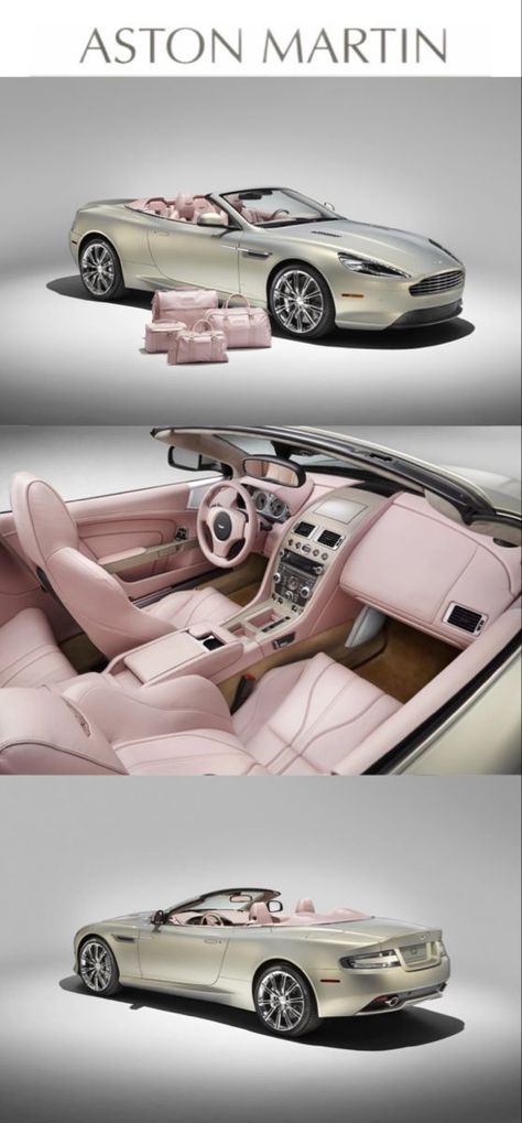 Ashton Db9 Pink Interior, Silver Aston Martin Pink Interior, Aston Martin Pink Interior, Ashton Martin Pink Interior, Pink Aston Martin, Beautiful Cars For Women, Pink Bentley, New Tesla Roadster, Fastest Car