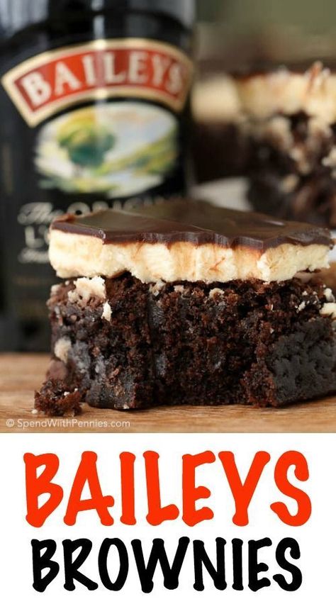 Baileys Brownies, Irish Cream Brownies, Baileys Irish Cream Frosting, Bailey Brownies, Irish Cream Frosting, Irish Desserts, Easy Chocolate Mousse, Baileys Recipes, Boozy Desserts