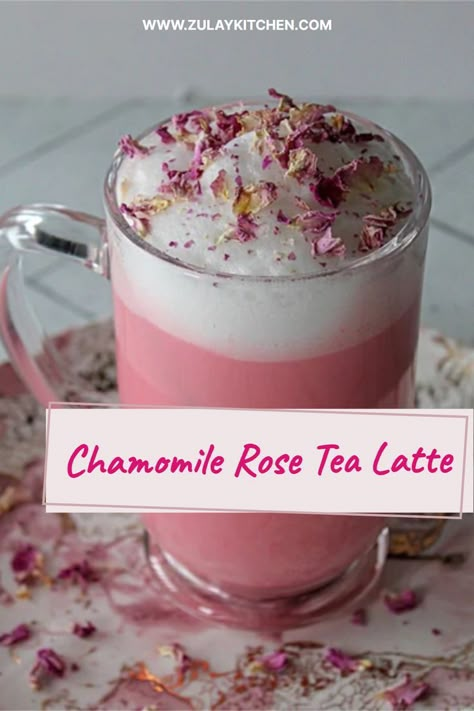 Rose Petal Tea Recipes, Unique Tea Recipes, Aesthetic Tea Recipes, Ostara Drinks, Hibiscus Tea Recipes, Rose Drink Recipes, Unique Latte Flavors, Cafe Recipe Ideas, Cafe Drinks Recipes