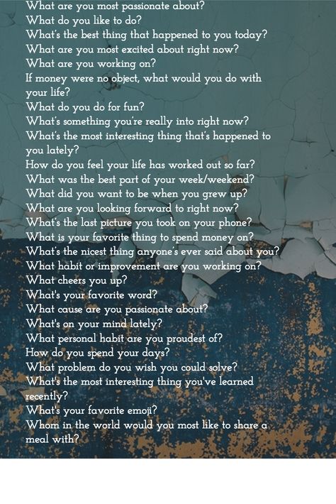 27 Question to Ask Instead of "What Do You Do?" https://open.buffer.com/27-question-to-ask-instead-of-what-do-you-do/ Questions To Ask People, Morning Circle, Q And A Questions, Questions To Get To Know Someone, Ice Breaker Questions, Dare Questions, Question To Ask, Conversation Topics, Fun Questions To Ask