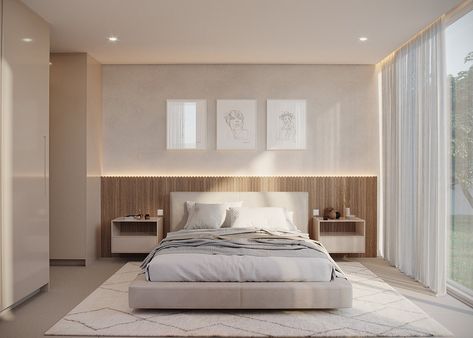 40 Wood Accent Wall Ideas That Will Give Your Space New Life Bedroom Inspirations White, White And Brown Bedroom, Light Brown Bedrooms, White And Beige Bedroom, Beige Bedroom Ideas, Cama King Size, Upholstered Bedroom, Beige Bedroom, Luxury Bedroom Design