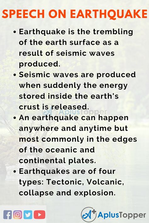 #SpeechOnEarthquake #AplusTopper Parent Welcome Letter, Speech For Students, Appreciation Speech, Teachers Day Speech, Seismic Waves, Welcome Speech, Speech Topics, Farewell Speech, English Speech