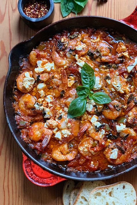 Shrimp Bake, Saganaki Recipe, Greek Shrimp, Ouzo, Baked Shrimp, Juicy Tomatoes, Recipes To Try, Fresh Ingredients, Shrimp Recipes