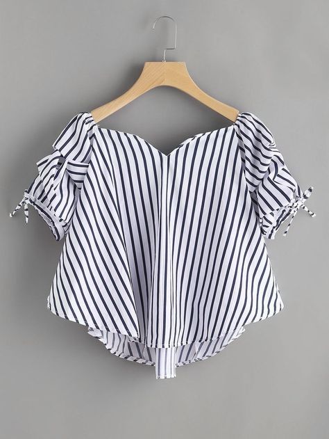 Áo Blu, Striped Tops Women, Fancy Tops, Fashion Tops Blouse, Kids Fashion Dress, Ruched Sleeve, Everyday Fashion Outfits, Trendy Fashion Tops, Stylish Dresses For Girls