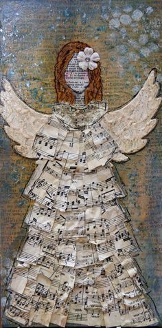 My story is no where near as dramatic as some of the others,http://theseventhangelbook.com/angel-stories/thank-archangel-metatron/ #angel #angelnumbers #angelicguidance #guardianangel #angels101 Sheet Music Crafts, Art Altéré, Paper Angel, Art Musical, Old Sheet Music, Music Crafts, Angel Crafts, Soyut Sanat Tabloları, Angel Art