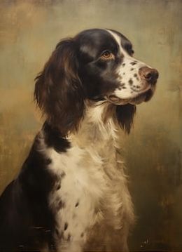 Dog Art Reference, Dog Painting Portrait, Pet Portrait, English Springer Spaniel Drawing, English Setter Illustration, Hunting Dog Painting, English Springer Spaniel Painting, Brittany Spaniel Painting, Dog Portraits Painting Oil